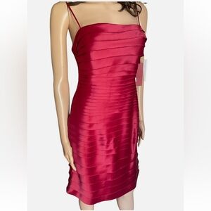 JS Collections Striking Red Tiered Midi Dress. Size 8